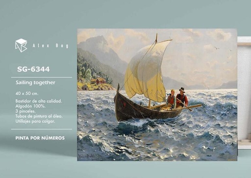 Bastidor pintar por numeros sailing together 40x50cm