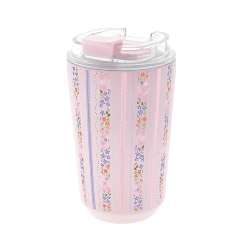 VASO TERMICO INTERIOR CERAMICO 400ML PINK PETAL LINES