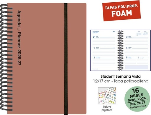 AGENDA ESCOLAR 26/27 STUDENT FOAM 12X17 SV SIENA
